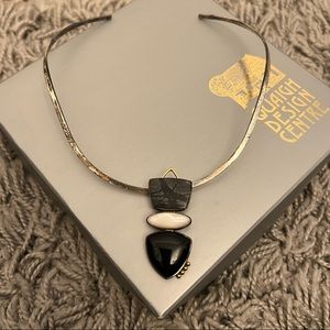 Gemstone Metal Choker Necklace